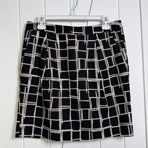 Gap A-Line Skirt Black and White Gingham Plaid Size 6 Knee Length Back Zipper
